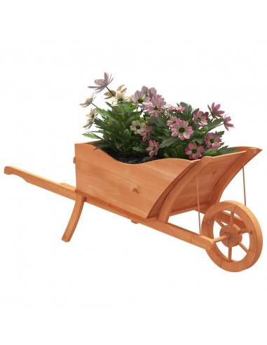 Fioriera a Carriola 128x45,5x43 cm in Legno Massello di Abete