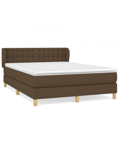 Giroletto a Molle con Materasso Marrone Scuro 140x190cm Tessuto