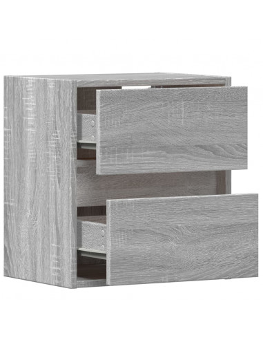 Mobile TV a Parete con Luci LED Grigio Sonoma 41x31x45 cm