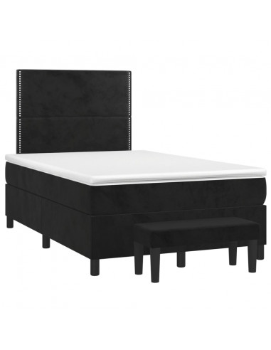 Giroletto a Molle con Materasso Nero 120x190 cm in Velluto