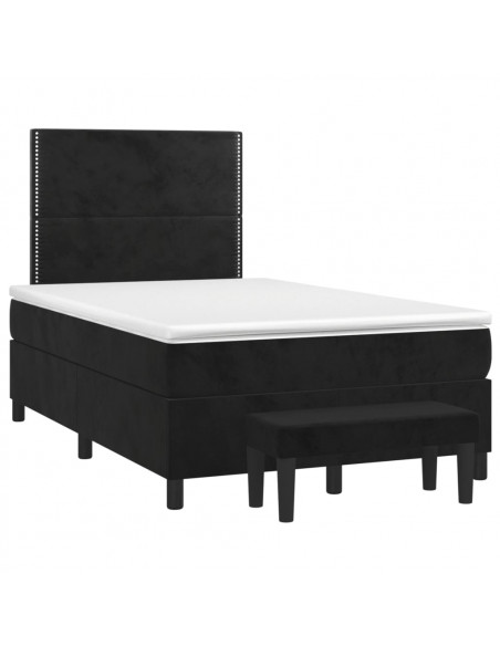 Giroletto a Molle con Materasso Nero 120x190 cm in Velluto