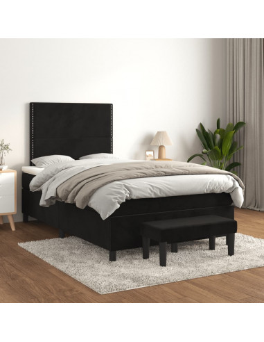 Giroletto a Molle con Materasso Nero 120x190 cm in Velluto