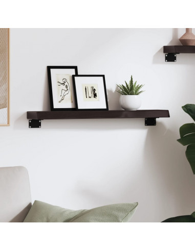 Ripiano Muro Grigio Scuro 60x10x4 cm Massello Rovere Trattato