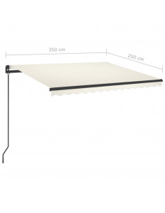 Tenda da Sole Retrattile Manuale con LED 3,5x2,5 m Crema