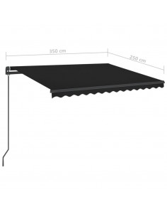 Tenda da Sole Retrattile Manuale con LED 3,5x2,5m Antracite
