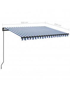 Tenda da Sole Retrattile Manuale con LED 3,5x2,5m Blu e Bianca