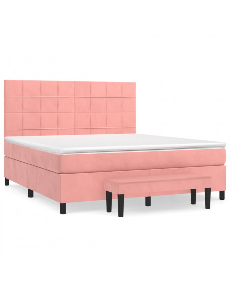 Giroletto a Molle con Materasso Rosa 160x200 cm in Velluto