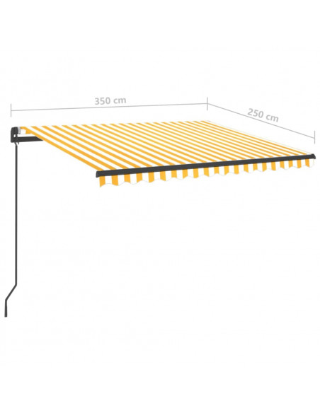 Tenda da Sole Retrattile Manuale con LED 3,5x2,5m Gialla Bianca