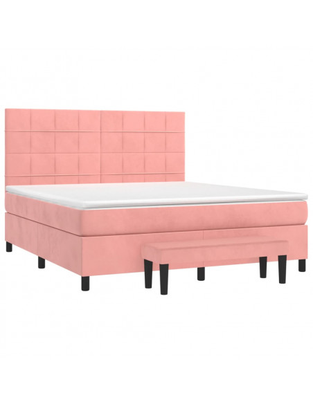 Giroletto a Molle con Materasso Rosa 160x200 cm in Velluto