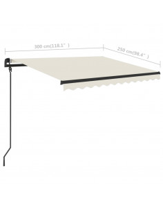 Tenda da Sole Retrattile Manuale con LED 3x2,5 m Crema
