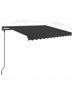 Tenda da Sole Retrattile Manuale con LED 3x2,5m Antracite
