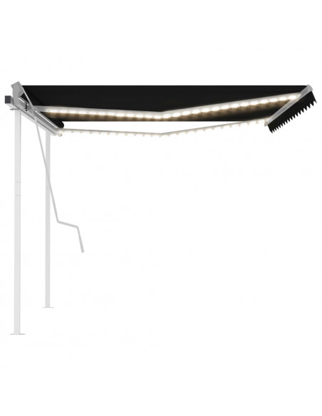 Tenda da Sole Retrattile Manuale con LED 4,5x3,5 m Antracite
