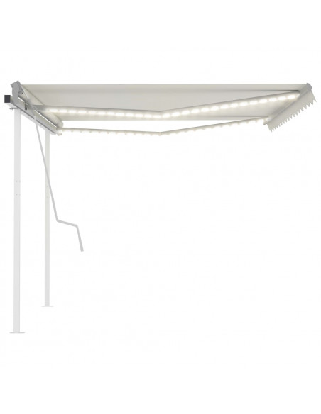 Tenda da Sole Retrattile Manuale con LED 4,5x3,5 m Crema