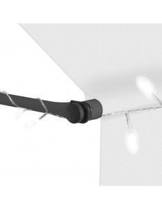 Tenda da Sole Retrattile Manuale con LED 400 cm Crema