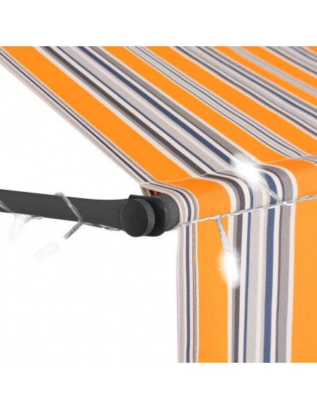 Tenda da Sole Retrattile Manuale con LED 400 cm Gialla e Blu