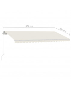 Tenda da Sole Retrattile Manuale con LED 400x300 cm Crema