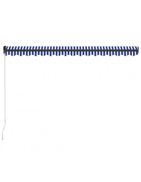 Tenda da Sole Retrattile Manuale con LED 450x300cm Blu e Bianco