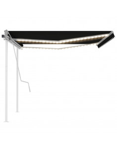 Tenda da Sole Retrattile Manuale con LED 4x3 m Antracite