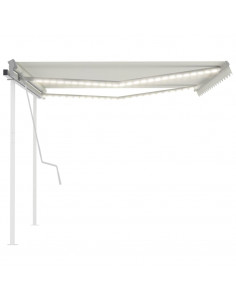 Tenda da Sole Retrattile Manuale con LED 4x3 m Crema