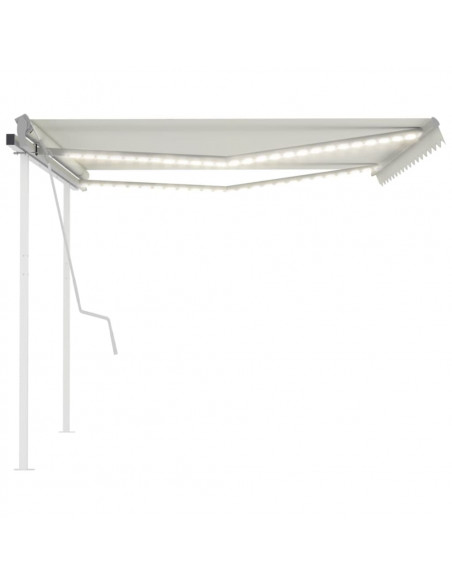 Tenda da Sole Retrattile Manuale con LED 4x3 m Crema