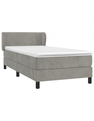 Giroletto a Molle con Materasso Grigio Chiaro 90x190 cm Velluto