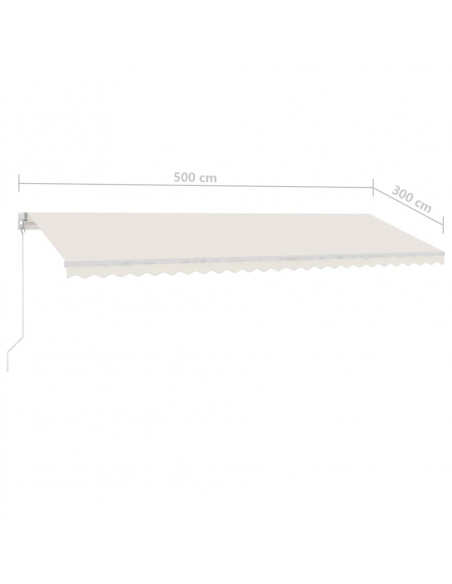 Tenda da Sole Retrattile Manuale con LED 500x300 cm Crema