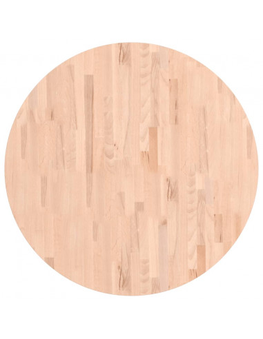 Piano per Tavolo Ø90x4 cm Rotondo in Legno Massello di Faggio