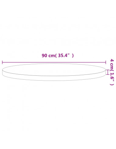 Piano per Tavolo Ø90x4 cm Rotondo in Legno Massello di Faggio
