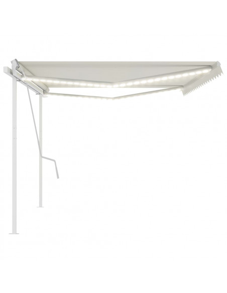 Tenda da Sole Retrattile Manuale con LED 5x3 m Crema