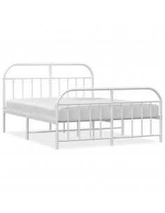 Giroletto con Testiera e Pediera Metallo Bianco 150x200 cm 2