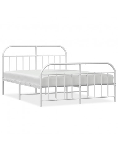 Giroletto con Testiera e Pediera Metallo Bianco 150x200 cm