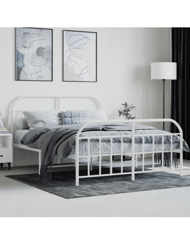 Giroletto con Testiera e Pediera Metallo Bianco 150x200 cm
