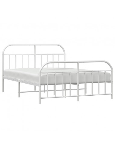 Giroletto con Testiera e Pediera Metallo Bianco 150x200 cm