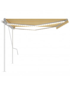 Tenda da Sole Retrattile Manuale con LED 5x3,5 m Gialla Bianca