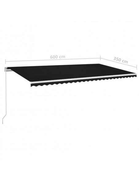 Tenda da Sole Retrattile Manuale con LED 600x350 cm Antracite