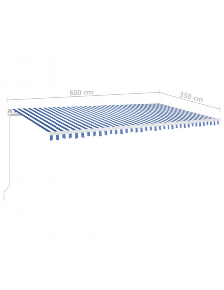 Tenda da Sole Retrattile Manuale con LED 600x350 cm Blu Bianco
