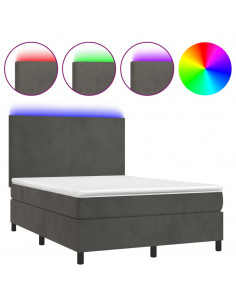 Letto a Molle con Materasso e LED Grigio Scuro 140x200 cm 2