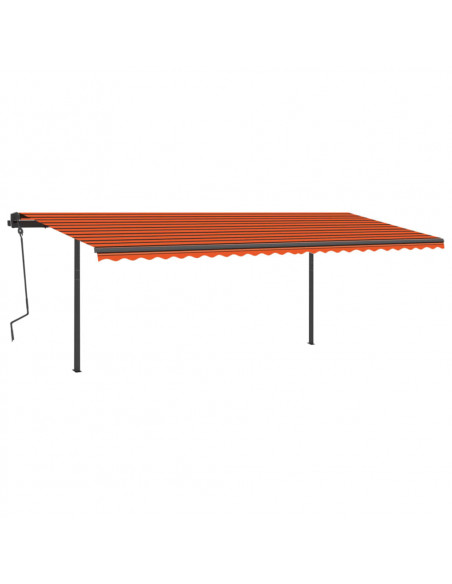 Tenda da Sole Retrattile Manuale con LED 6x3 m Arancio Marrone