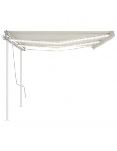 Tenda da Sole Retrattile Manuale con LED 6x3 m Crema