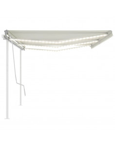 Tenda da Sole Retrattile Manuale con LED 6x3,5 m Crema