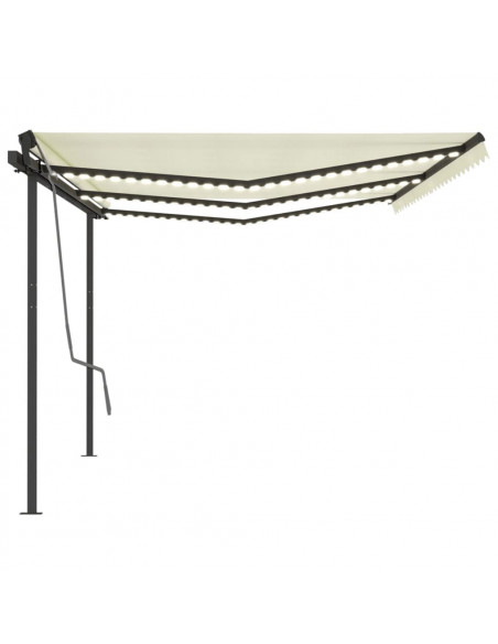 Tenda da Sole Retrattile Manuale con LED 6x3,5 m Crema