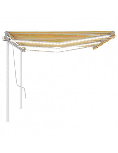 Tenda da Sole Retrattile Manuale con LED 6x3,5 m Gialla Bianca