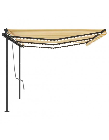 Tenda da Sole Retrattile Manuale con LED 6x3,5 m Gialla Bianca