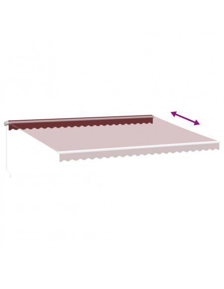 Tenda da Sole Retrattile Manuale con LED Bordò 500x300 cm