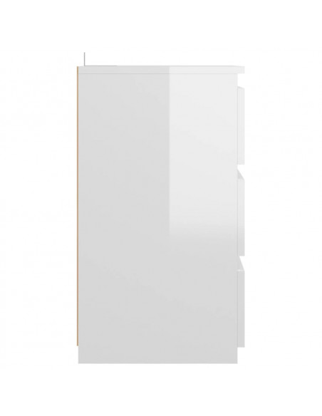 Comodino Bianco Lucido 40x35x62,5 cm in Legno Multistrato
