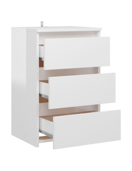 Comodino Bianco Lucido 40x35x62,5 cm in Legno Multistrato