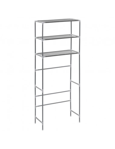 Scaffale per Lavatrice con 3 Ripiani Argento 69x28x169 cm