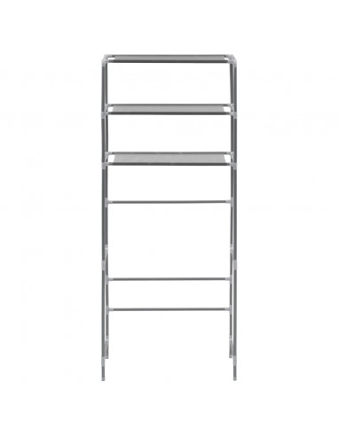 Scaffale per Lavatrice con 3 Ripiani Argento 69x28x169 cm