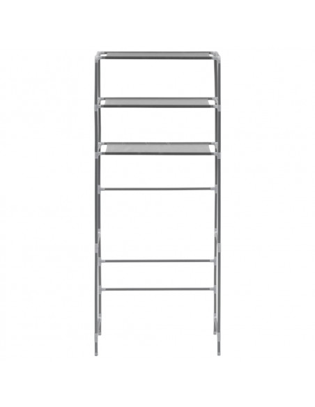 Scaffale per Lavatrice con 3 Ripiani Argento 69x28x169 cm