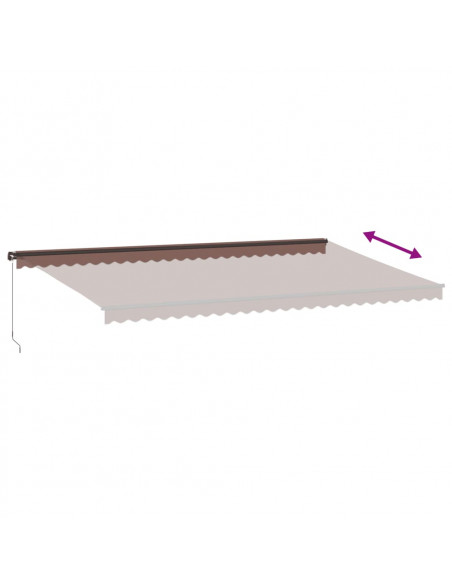 Tenda da Sole Retrattile Manuale con LED Marrone 600x350 cm